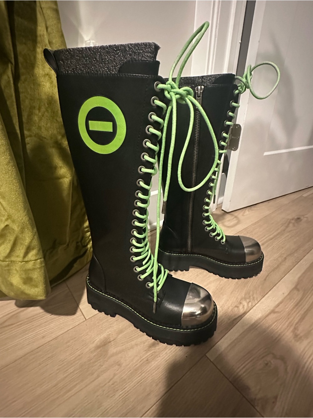 Dolls Kill Type O Negative Steel Toe Lifted Combat Boots - size 8